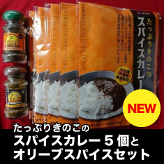 たっぷりきのこのスパイスカレー5個とオリーブスパイスセット